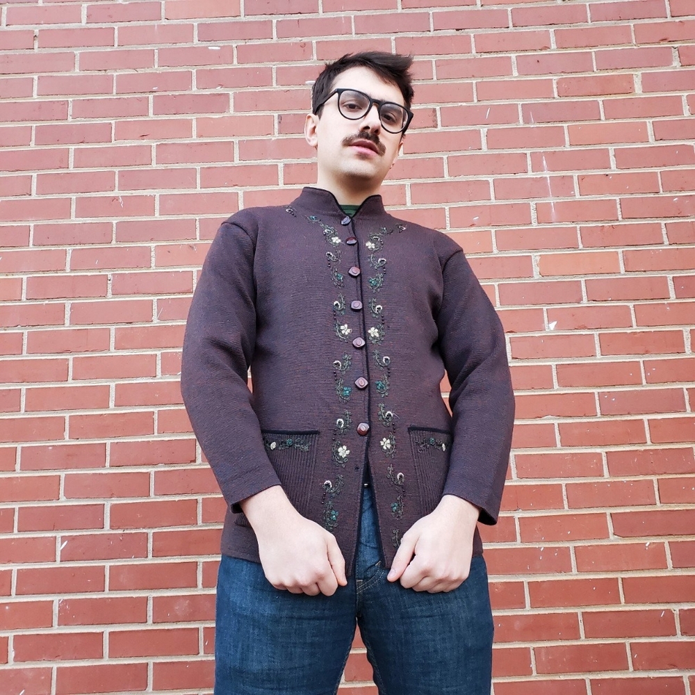Vintage Embroidered Knit Sweater by Hongque